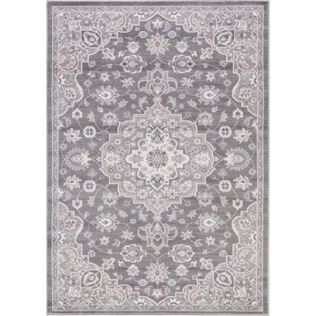 CONCORD GLOBAL 5 ft. 3 in. x 7 ft. 7 in. Lara Center Medallion - Grey 45565